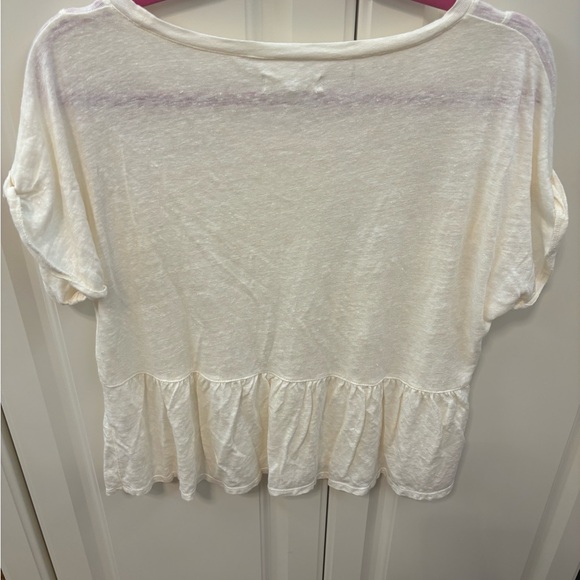 MADEWELL Ivory Linen Peplum Top Shirt Size S GUC - Picture 6 of 6